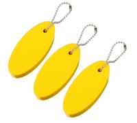 NAMOARLY Llaveros Flotantes Ovalados de Pu Ecológico, 3 Piezas, Color Amarillo, Resistentes y Ligeros para Deportes Acuáticos, Navegación y Uso al Aire Libre