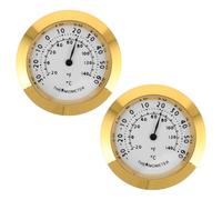 NAMOARLY Medidor de Humedad y Temperatura Redondo 37mm Dorado, Mini Higrómetro Analógico para Estuche de Guitarra, Hogar y Oficina, 2 Piezas Indicador de Temperatura Interior y Humedad