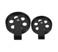 NAMOARLY Polea de Rueda Ranura en V Negra 2 Piezas 70mm y 50mm Enrollador de Cable para Lámparas Colgantes Polea Elevadora de Hierro para Techo y Pared para Iluminación Industrial