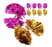 NAMOARLY Pompones Metálicos para Animadoras 6 Unidades Bicolor Dorado y Rosa Mango Ergonómico Pompones Agitadores para Baile y Animación Deportiva en Fútbol y Baloncesto