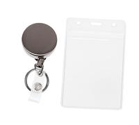 NAMOARLY Porta Credencial de Identificación Carrete Retráctil Metálico y Funda de PVC Resistente para Oficina y Tarjetas de Membresía y Crédito