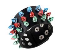 NAMOARLY Pulsera creativa con remaches, estilo punk, 1 pieza, negro, PU y hierro, para decoración