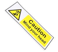 NAMOARLY Señal de Advertencia Autoadhesiva Cuidado Cabeza de Papel Sintético Pp, Resistente al Agua y Aceite, Pegatina de Precaución para Uso Industrial en Fábricas y Talleres, Calcomanía