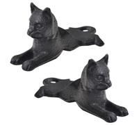 NAMOARLY Tope Pack de 2 Unidades Negro de Hierro Fundido para Gatos de Puerta Resistente y Anti-colisión Forma de Gato Elegante para Uso en Interiores