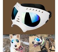 Namsan Gafas de Perro Gafas De Sol para Perros De Mascotas Protección UV Gafas Impermeables Ajustables a Prueba de Viento para Perros Medianos/Grandes-Blanco