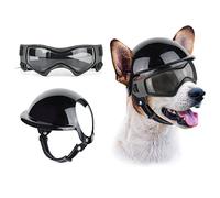 NAMSAN Gafas de sol anti-UV para perros con casco para mascotas, protección ocular resistente al viento, casco de motocicleta para perros pequeños y medianos