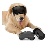 NAMSAN Gafas de Sol para Perros con Protección UV Gafa con Cinta Ajustable y Almohadillas de Espuma Gafas de Sol para Mascotas Protegen los Ojos para Perros Grandes- Negro