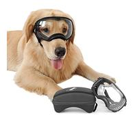 NAMSAN Gafas de Sol para Perros con Protección UV Gafa con Cinta Ajustable y Almohadillas de Espuma Gafas de Sol para Mascotas Protegen los Ojos para Perros Grandes- Transparente