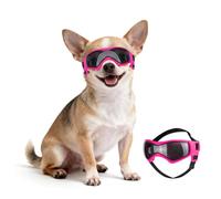 Namsan Gafas de sol para perros extra pequeños, protección UV, con correas ajustables, gafas de moto para perros pequeños, color rosa