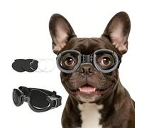 NAMSAN Gafas para perros de raza media, lentes reemplazables transparentes/negras, protección UV para perros medianos, protección ocular de perro para ciclismo al aire libre, antivaho y hocico