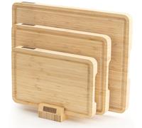 NAMTURE Tabla de cortar de madera, 2,5 cm de grosor, con superficie de aceite de alta calidad, ranuras para jugo, pies antideslizantes y soporte para tablas, tablas de cortar de madera de bambú en