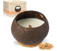 Namture Vela perfumada de coco tostado hecha a mano - Cáscara de coco orgánica reutilizable, 50 horas de tiempo de combustión, respetuoso del medio ambiente, vela Woodwick de chisporroteo, adecuado