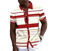 Namufeitrade Camisas Hawaianas a Rayas Vintage para Hombres Moda Sencilla Uso Diario Vacaciones Camisa con Solapa y Botones Estampada en 3D Tops Informales de Gran tamaño