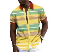 Namufeitrade Camisas Hawaianas a Rayas Vintage para Hombres Moda Sencilla Uso Diario Vacaciones Camisa con Solapa y Botones Estampada en 3D Tops Informales de Gran tamaño