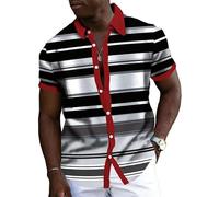 Namufeitrade Camisas Hawaianas a Rayas Vintage para Hombres Moda Sencilla Uso Diario Vacaciones Camisa con Solapa y Botones Estampada en 3D Tops Informales de Gran tamaño