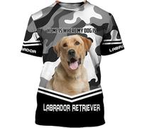 Namufeitrade El hogar es Donde está mi Perro Camisetas Labrador Camisetas Impresas en 3D Camisetas Unisex con Divertidos Estampados de Perros