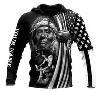 Namufeitrade Mujeres Hombres Capucha Native American Indians 3D Impreso Sudadera Casual Loose Cordón Pullover con Bolsillo