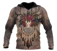 Namufeitrade Mujeres Hombres Capucha Native American Indians 3D Impreso Sudadera Casual Loose Cordón Pullover con Bolsillo