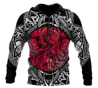 Namufeitrade Otoño Moda Sudadera con Capucha Hermoso Dragón Tatoo 3D Impreso Unisex Cremallera Chaqueta Pullover Casual Harajuku Streetwear