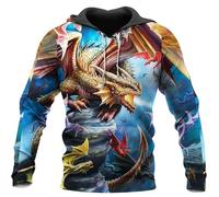 Namufeitrade Otoño Moda Sudadera con Capucha Hermoso Dragón Tatoo 3D Impreso Unisex Cremallera Chaqueta Pullover Casual Harajuku Streetwear