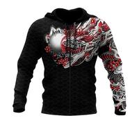 Namufeitrade Otoño Moda Sudadera con Capucha Hermoso Dragón Tatoo 3D Impreso Unisex Cremallera Chaqueta Pullover Casual Harajuku Streetwear