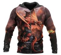 Namufeitrade Otoño Moda Sudadera con Capucha Hermoso Dragón Tatoo 3D Impreso Unisex Cremallera Chaqueta Pullover Casual Harajuku Streetwear