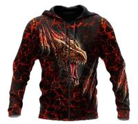 Namufeitrade Otoño Moda Sudadera con Capucha Hermoso Dragón Tatoo 3D Impreso Unisex Cremallera Chaqueta Pullover Casual Harajuku Streetwear