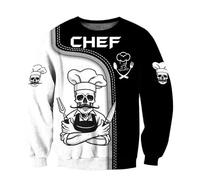 Namufeitrade Skull Master Chef 3D Impreso para Hombre Sudadera con Capucha de otoño Unisex Sudadera con Capucha Ropa Urbana Chaqueta Informal con Cremallera Jersey