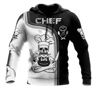 Namufeitrade Skull Master Chef 3D Impreso para Hombre Sudadera con Capucha de otoño Unisex Sudadera con Capucha Ropa Urbana Chaqueta Informal con Cremallera Jersey