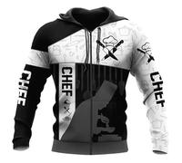 Namufeitrade Skull Master Chef 3D Impreso para Hombre Sudadera con Capucha de otoño Unisex Sudadera con Capucha Ropa Urbana Chaqueta Informal con Cremallera Jersey