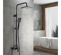 Namuoto Columna Ducha Negro, Sistema de Ducha con Ducha Fija y Teleducha, Barra Altura Ajustable, Duchas de Baño Columna para Baño Set Ducha Monomando