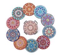 Namvo 10 posavasos con diseño de diamante con soporte, para adultos, kits de pintura de diamantes, posavasos de mandala para manualidades