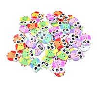 Namvo 100pcs Animal Multicolor de Dibujos Animados 2 Agujeros Botones de Costura de Madera-Búho