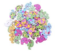 Namvo 100pcs Animal Multicolor de la Historieta 2 Agujeros de Costura de Madera Button-Elefante
