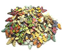 Namvo 100PCS Botón de Mariposa 2 Agujeros de Madera de Colores para DIY Coser Artesanía Scrapbooking