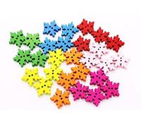 Namvo 100pcs Botones Mezclados de Madera de los Copos de Nieve del Color Adornos Artesanía de Costura Scrapbooking