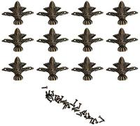 Namvo 12 Protectores de Esquina Decorativos de Metal Vintage para Patas de joyería de Recuerdo, Caja de Madera, Protector de Esquinas, Color Bronce Verde