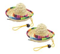 Namvo 2 Piezas Sombreros de Paja para Mascotas Divertidos Mini Sombreros Mexicanos Sombrero Mexicano Decoraciones para Fiestas Decoraciones para Fiestas Temáticas Mexicanas Fiesta de Cumplea?os d
