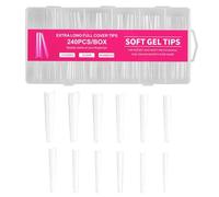 Namvo 240 XXXL Puntas de u?as cuadradas extralargas y Transparentes con Media Cubierta sin Curva C para Extensiones acrílicas, Puntas de u?as postizas largas para u?as acrílicas de Gel, Puntas de