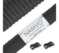 Namvo 550 Paracord 7 Strand Parachute Cord, Mil Spec Type III 50 Meter Tent Guide Rope Survival Parachute Lanyard Cord para Acampar al Aire Libre Manualidades Llaveros Negro