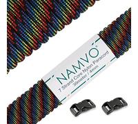 Namvo 550 Paracord Mil Spec Tipo III Cable de paracaídas de 7 Cuerdas Longitud 100 pies / 30 Metros -Arco Iris Negro