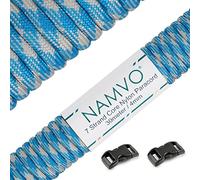 Namvo 550 Paracord Mil Spec Tipo III Cable de paracaídas de 7 Cuerdas Longitud 100 pies / 30 Metros -Azul Cielo + Gris Claro