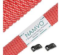Namvo 550 Paracord Mil Spec Tipo III Cable de paracaídas de 7 Cuerdas Longitud 100 pies / 30 Metros -Camuflaje Rojo + Blanco