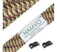 Namvo 550 Paracord Mil Spec Tipo III Cable de paracaídas de 7 Cuerdas Longitud 100 pies / 30 Metros, Camo, Verde + Marrón + Negro
