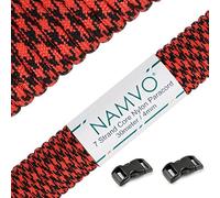 Namvo 550 Paracord Mil Spec Tipo III Cable de paracaídas de 7 Cuerdas Longitud 100 pies / 30 Metros -Camuflaje Rojo y Negro