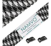 Namvo 550 Paracord Mil Spec Tipo III Cable de paracaídas de 7 Cuerdas Longitud 100 pies / 30 Metros -Camuflaje Blanco y Negro