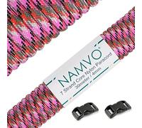 Namvo 550 Paracord Mil Spec Tipo III Cable de paracaídas de 7 Cuerdas Longitud 100 pies / 30 Metros -Camuflaje Rosa