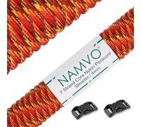 Namvo 550 Paracord Mil Spec Tipo III Cable de paracaídas de 7 Cuerdas Longitud 100 pies / 30 Metros -Fuego Camo