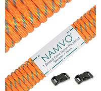 Namvo 550 Paracord Mil Spec Tipo III Cable de paracaídas de 7 Cuerdas Longitud 100 pies / 30 Metros, Punto Amarillo Azul Naranja