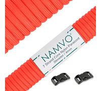 Namvo 550 Paracord Mil Spec Tipo III Cable de paracaídas de 7 Cuerdas Longitud 100 pies / 30 Metros - Rojo Naranja